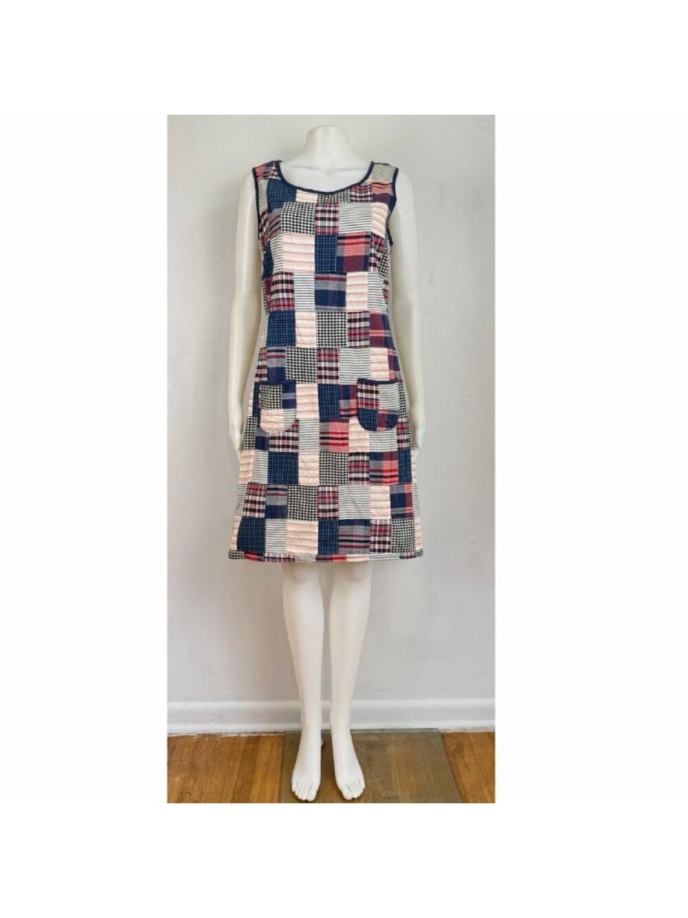Vintage Patchwork Madras Dress Size Medium Y2K Tommy Hilfiger Plaid Cotton Patc - Picture 4 of 9